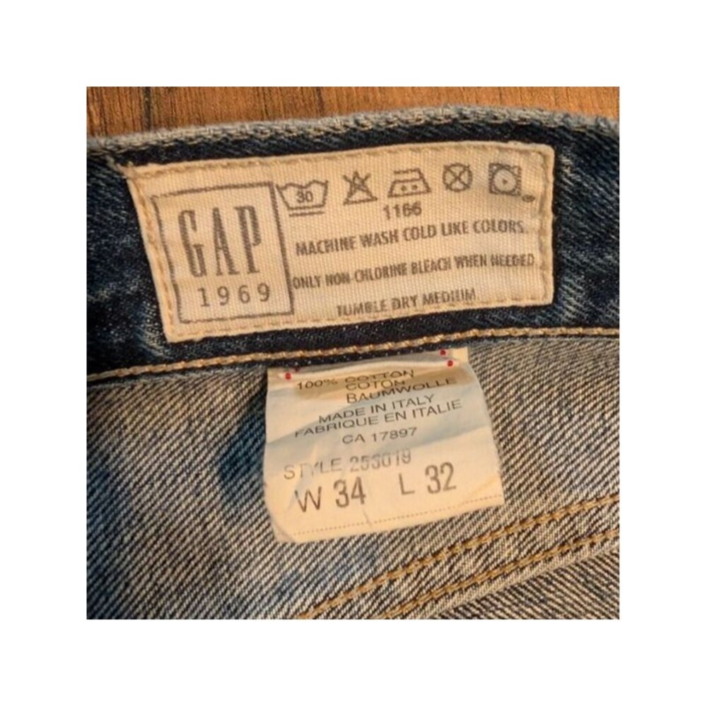 Gap 1969 Double Knee Button Fly Selvedge Jeans Men's Size 34x32 Medium Wash Made - Picture 8 of 14